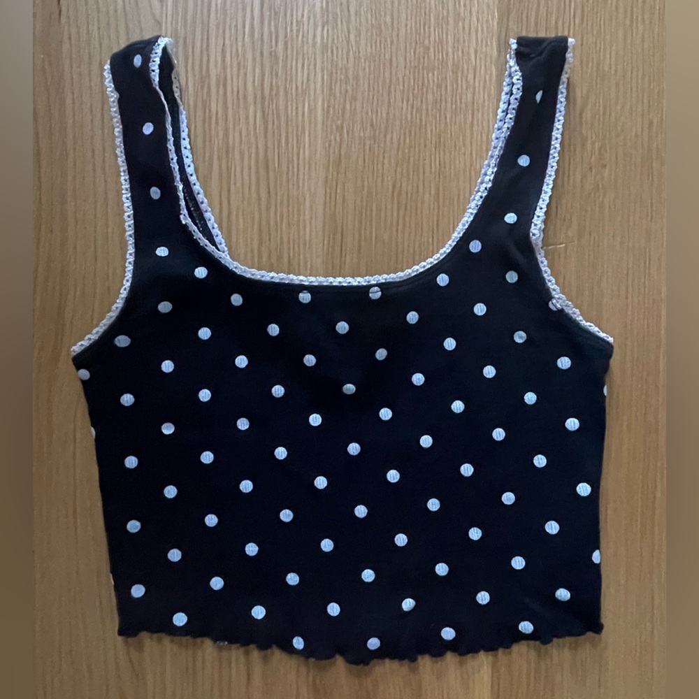 Black and white polkadot tank top